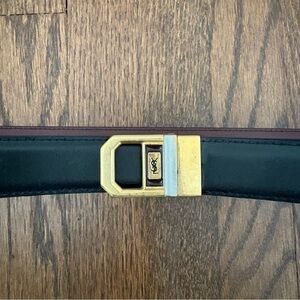 YSL Vintage Reversible Leather Belt Red Brown Black Gold 46 115 Saint Laurent